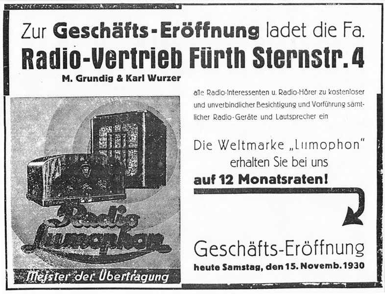 Datei:Anzeige Geschaeftseroeffnung Max Grundig 1930.jpg