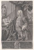 Johannes Karl Welser von Neuhof (1685-1755). Kupferstich von Johann Justin Preissler (1698-1771). Der Nürnberger Patrizier war ab 1752 der vorderste Losunger der Reichsstadt.(Österreichische Nationalbibliothek, PORT_00086180_01)
