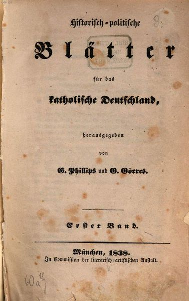 Datei:Titelblatt Historisch-politische Blaetter 1838.jpg