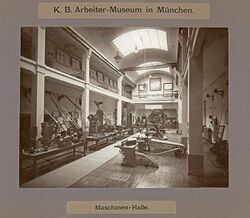 Maschinenhalle des Arbeitermuseums, 1906. (Foto: Bayerisches Landesamt für Gesundheit und Lebensmittelsicherheit)