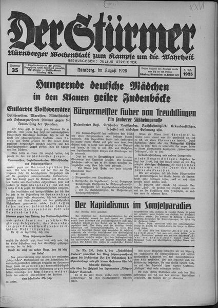 Datei:Titelblatt Der Stuermer Aug 1925.jpg