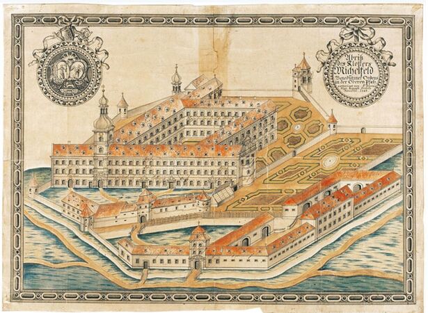 Das Benediktinerkloster Michelfeld gehörte zu den bereits 1802 aufgehobenen oberpälzischen Abteien. Grafik von Johann Baptist Roppelt (1744-1814), um 1788. (Staatsarchiv Amberg, Risse 47 lizenziert durch CC BY-SA 4.0 via bavarikon)