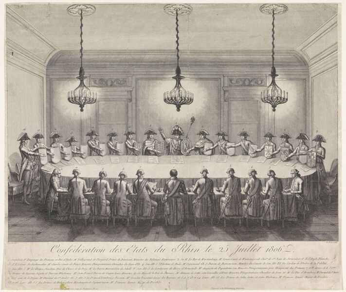 Datei:Sym. Darst. Beeidigung Rheinbundakte 1806.jpg