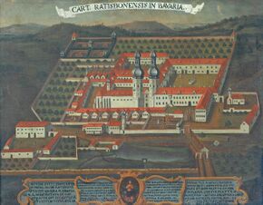 Die Kartause Prüll bei Regensburg Mitte des 18. Jahrhunderts. (Stiftsmuseum Klosterneuburg)