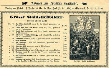 Anzeige für "Große Stahlstichbilder", 1897. (Oberpfälzer Volkskundemuseum Burglengenfeld)