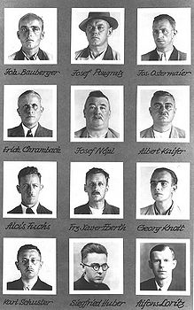 Fotos der Hauptbeschuldigten im Fall Harnier-Kreis. (Staatsarchiv München, Gestapo 57)