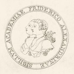 Unter dem bayerischen König Ludwig I. erhielt der akademische Senat am 18. Mai 1832 diesen genehmigten Entwurf für die Wiedereinführung des alten Universitätssiegels mit den Bildnissen der beiden Markgrafen Friedrich und Alexander. (Universitätsarchiv Erlangen-Nürnberg A1/1 Nr. 78)