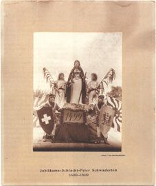 Die Schlacht am Bruderholz in der "Schwytzer Chronica" des Johannes Stumpf (1500-1574), Zürich 1554. (Bayerische Staatsbibliothek Res/Helv. 705, VD16 S 9866, fol. 254v)