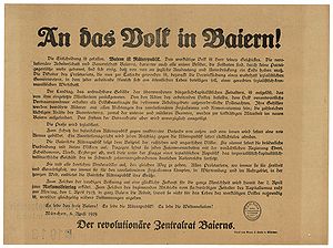Proklamation der bayerischen Räterepublik in der Nacht vom 6. auf den 7. April 1919. (bavarikon) (Bayerisches Hauptstaatsarchiv, Plakatsammlung 1913)