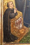 Markgraf Friedrich I. von Brandenburg (reg. 1398-1440), zeitgenössiche Darstellung auf dem Cadolzburger Alter von 1425. (Wikimedia Commons lizensiert durch CC0 1.0)