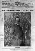 Hitler auf der Titelseite der ersten Ausgabe des "Illustrierten Beobachters" vom 3./4. Juli 1926. Fotomontage von Heinrich Hoffmann. (Bayerische Staatsbibliothek, Bildarchiv port-010992)