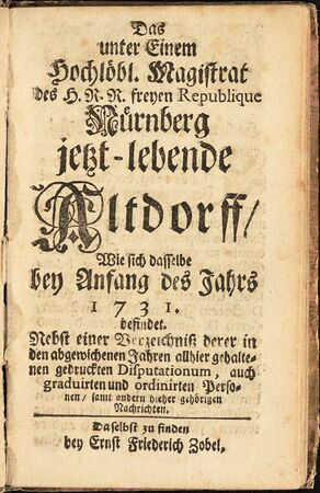 Kompendium für Altdorfer Studenten, 1731. (Universitätsbibliothek Erlangen, Trew Wx 69)