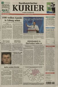 Titelblatt des Nordbayerischen Kuriers vom 6.9.2002. (Nordbayerischer Kurier)