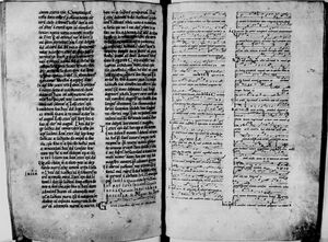 Afra-Offizium Hermanns des Lahmen aus der ersten Hälfte des 11. Jahrhunderts in einer Handschrift aus Prüfening von circa 1140 (BSB Clm 23037#Mikroform, fol. 239v-240r). (Bayerische Staatsbibliothek)