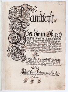 Landtafel von 1736, Band 1, Einleitungsvermerk. (Bayerisches Hauptstaatsarchiv, Altbayerische Landschaft Literalien 132)