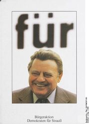 "f ü r Strauß". Plakat der Bürgeraktion Demokraten für Strauß. (Foto: Bundesarchiv, Plak 104-PM0297-001; Grafiker: o. A./1980)