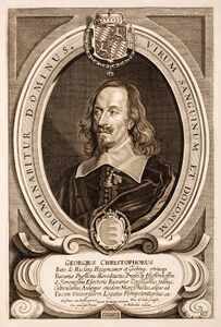 Porträt Georg Christoph von Haslang (1602-1684), bayerischer Prinzipalgesandter auf dem Friedenskongress. Kupferstich von Pieter de Jode II. (1606–nach 1674) nach Anselm van Hulle, 1648. (Gemeinfrei via Wikimedia Commons)