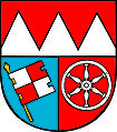 Der Fränkische Rechen im Wappen des Bezirks Unterfranken. (© Bezirksverwaltung Unterfranken)