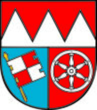 Der Fränkische Rechen im 1961 angenommenen Wappen des Bezirks Unterfranken. (© Bezirksverwaltung Unterfranken)