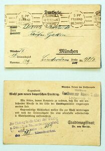 Nach der Revolution 1918 hatten erstmals auch Frauen das Wahlrecht. Für die Landtagswahl am 12. Januar 1919 erhielt die in München wohnhafte Mathilde Ulrich am 30.12.1918 eine Wahlbenachrichtigung. (Foto: © Bildarchiv Bayerischer Landtag, Karte im Privatbesitz von Michael Henker)