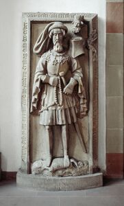 Grabdenkmal für Martin von Seinsheim (gest. 1434) in der Würzburger Marienkapelle. Seine Mitgliedschaft in der Gesellschaft mit dem Fürspang wird durch die Ordenskette verdeutlicht. (Foto: Konrad Rainer)