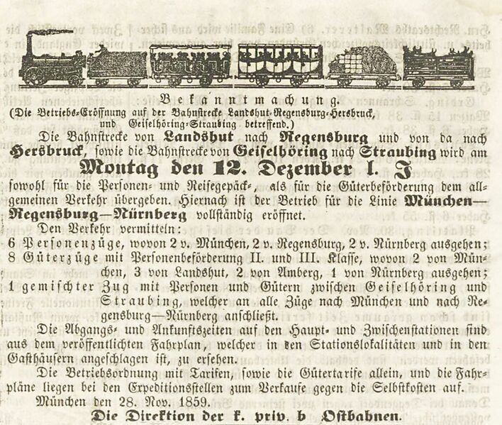 Datei:Bekanntmachung Bahnstrecken 1859.jpg