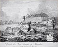 München: Am 13. September 1813 unterspülte ein Hochwasser den einen Teil des Vorgängerbaus der späteren Ludwigsbrücke über die sog. kleine Isar. Dabei kamen rund 100 Menschen ums Leben. Die Kreidelithographie von Domenico Quaglio (1787-1837) zeigt die Situation. (Münchner Stadtmuseum)