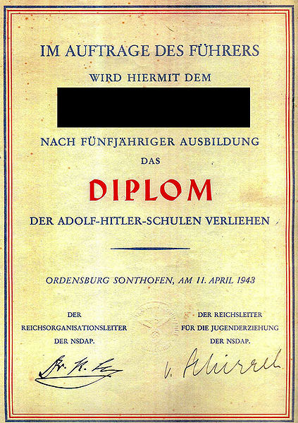 Datei:Schulzeugnis Adolf-Hitler-Schule-Sonthofen 1943.jpg
