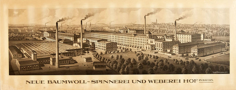 Datei:Fabrikanlagen Neue Baumwollspinnerei und Weberei Hof um 1920.jpg