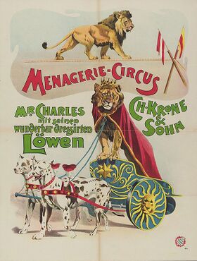 Plakat Menagerie-Circus, Lithographie von Adolph Friedländer (1851-1904), 1899. (Gemeinfrei via Wikimedia Commons)