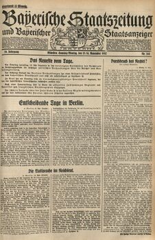 Titelblatt der Bayerischen Staatszeitung vom 13. und 14.11.1932. (Bayerische Staatszeitung)