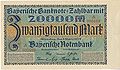 Banknote der Bayerischen Notenbank (München) über 20.000 Mark, März 1923. (HVB Stiftung Geldscheinsammlung)