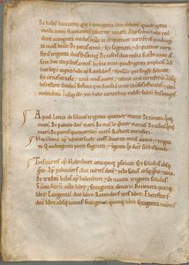 Älteste Freisinger urbarielle Aufzeichnungen (um 1160), angehängt an ein Freisinger Kopialbuch. (Bayerisches Hauptstaatsarchiv, HL Freising 4, fol. 53v/54r)