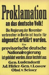 Proklamation an das deutsche Volk!, Hitler-Putsch in München, 8./9. November 1923. (Bayerisches Hauptstaatsarchiv)