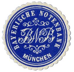 Siegelmarke der Bayerischen Notenbank, um 1900. (Bayerisches Wirtschaftsarchiv, S7, 33)