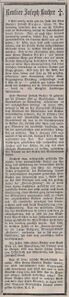 Nachruf auf Joseph Bucher in der Donau-Zeitung vom 9. Dezember 1909.