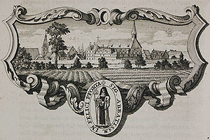 Ansicht des Klosters Seligenporten, 1726. (in: Iohanne Davide Koelero, Historia Genealogica dominorvm et comitvm de Wolfstein…, Frankfurt 1726, 304)