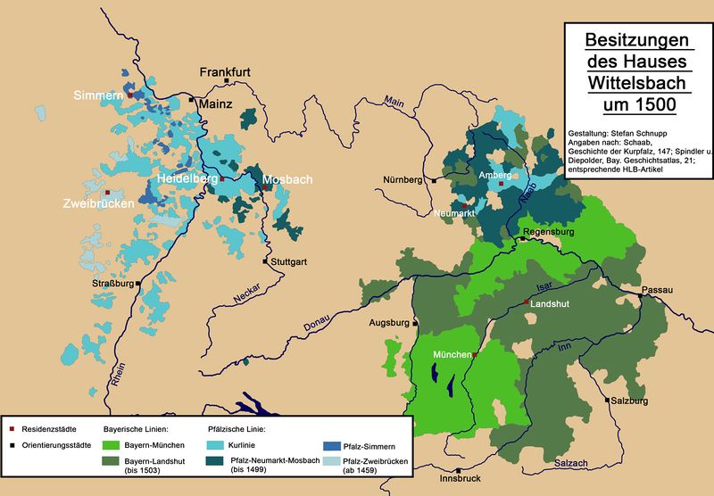 Datei:Karte Besitz Wittelsbacher 1500.jpg