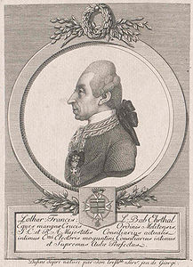Lothar Franz Freiherr von Erthal (1717-1805), Statthalter in Aschaffenburg. Kupferstich nach einer Porträtzeichnung von Johann de Giorgi, vor 1795. (Österreichische Nationalbibliothek, PORT_00114620_01)