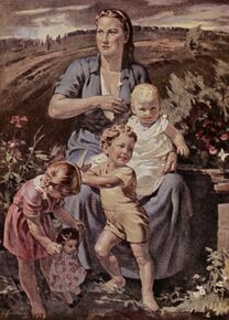 "In sicherer Hut" von Richard Heymann (1900-1973). Fotografie (Postkarte) von Heinrich Hoffmann bei der Großen Deutschen Kunstausstellung 1941. (Bayerische Staatsbibliothek, Bildarchiv hoff-42299)