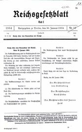 Gesetz über den Neuaufbau des Reichs, 30. Januar 1934. (Reichsgesetzblatt 1934, I, 75)