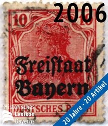 Briefmarke der Germania-Serie des Deutschen Reichs mit dem Aufdruck "Freistaat Bayern", 1919. (Privatbesitz)