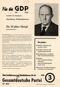 Dr. Walter Hergl kandidierte zur Landtagswahl 1962 im Stimmkreis Starnberg/Wolfratshausen. (Bayerisches Hauptstaatsarchiv, sda.kleinstnachlässe_347)