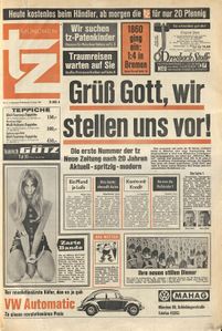 Titelblatt der Erstausgabe der tz vom 18. September 1968. (tz)
