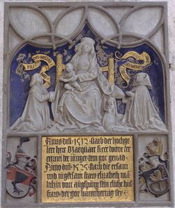 Epitaph für Marquart Freer (gest. 1515) und Elisabeth Manlich (gest. 1525), Pfarrkirche St. Georg, Dinkelsbühl (Lkr. Ansbach), gotische Minuskel. (Foto: Sammlung des Epigraphischen Forschungs- und Dokumentationszentrums, LMU München)