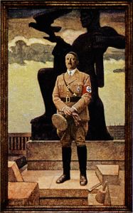 "Porträt des Führers" von Fritz Erler (1868-1940) aus dem Jahre 1939. Ausgestellt bei der Großen Deutschen Kunstausstellung 1939. (Bayerische Staatsbibliothek, Bildarchiv hoff-26230, Ausschnitt)