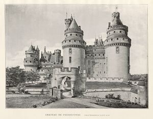 Château de Pierrefonds bei Compiègne (Frankreich), Fotografie um 1895. (Abb. aus: Viollet-le-Duc, Eugène-Emmanuel: Château de Pierrefonds. 1: Album renfermant 22 vues photographiques, 1895, 21.)