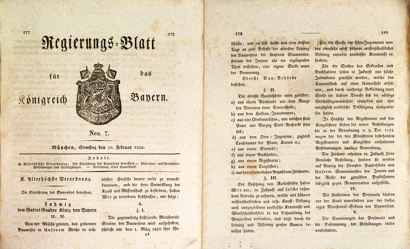 Datei:1830 Regierungsblatt Einrichtung Oberste Baubehoerde.jpg