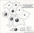 Die "Übrigen Christen" in den bayerischen Regierungsbezirken 1939. (© Bayerisches Landesamt für Statistik und Datenverarbeitung, München 1939)
