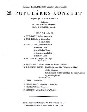 28. Populäres Konzert, 23. März 1930 in München.
